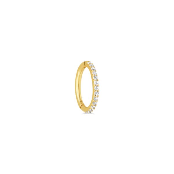 14K Single Huggie Hoop Earring with CZs