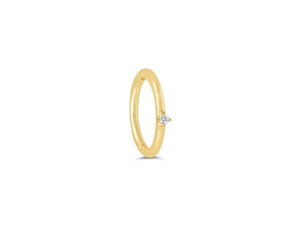 14K Single Huggie Hoop Earring with Diamond