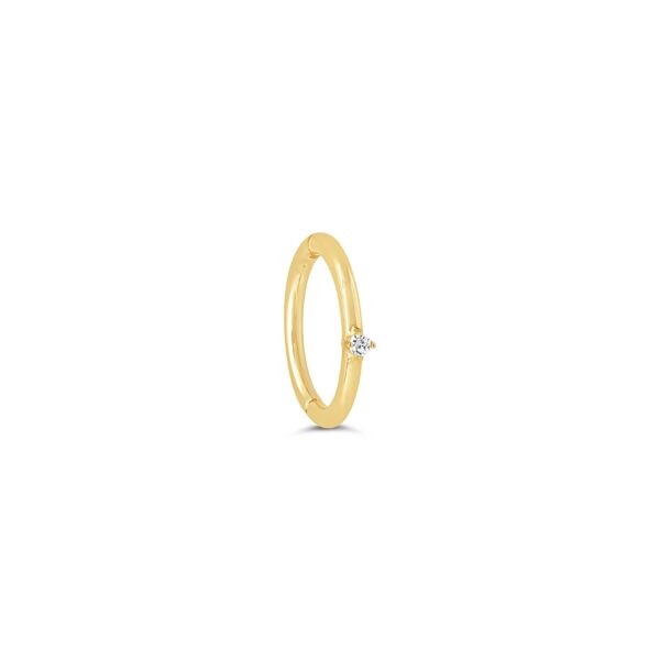 14K Single Huggie Hoop Earring with Diamond