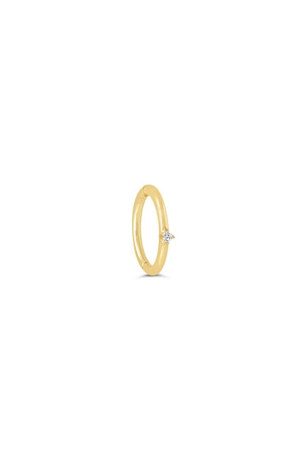 14K Single Huggie Hoop Earring with Diamond