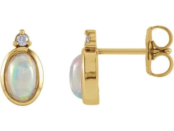14K Opal & Diamond Earrings