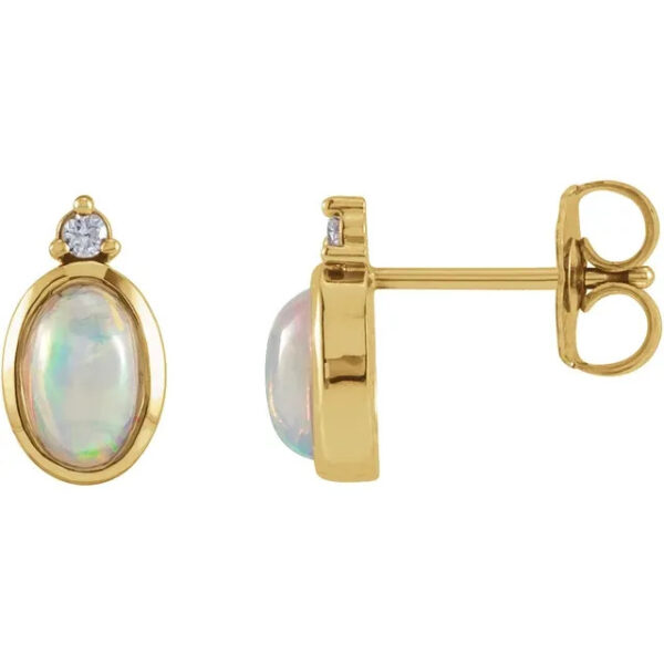 14K Opal & Diamond Earrings