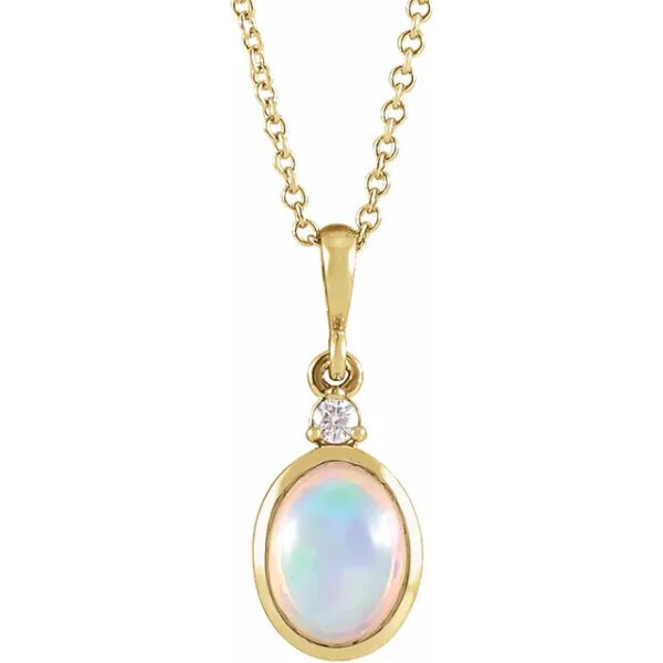 14K Opal & Diamond Necklace
