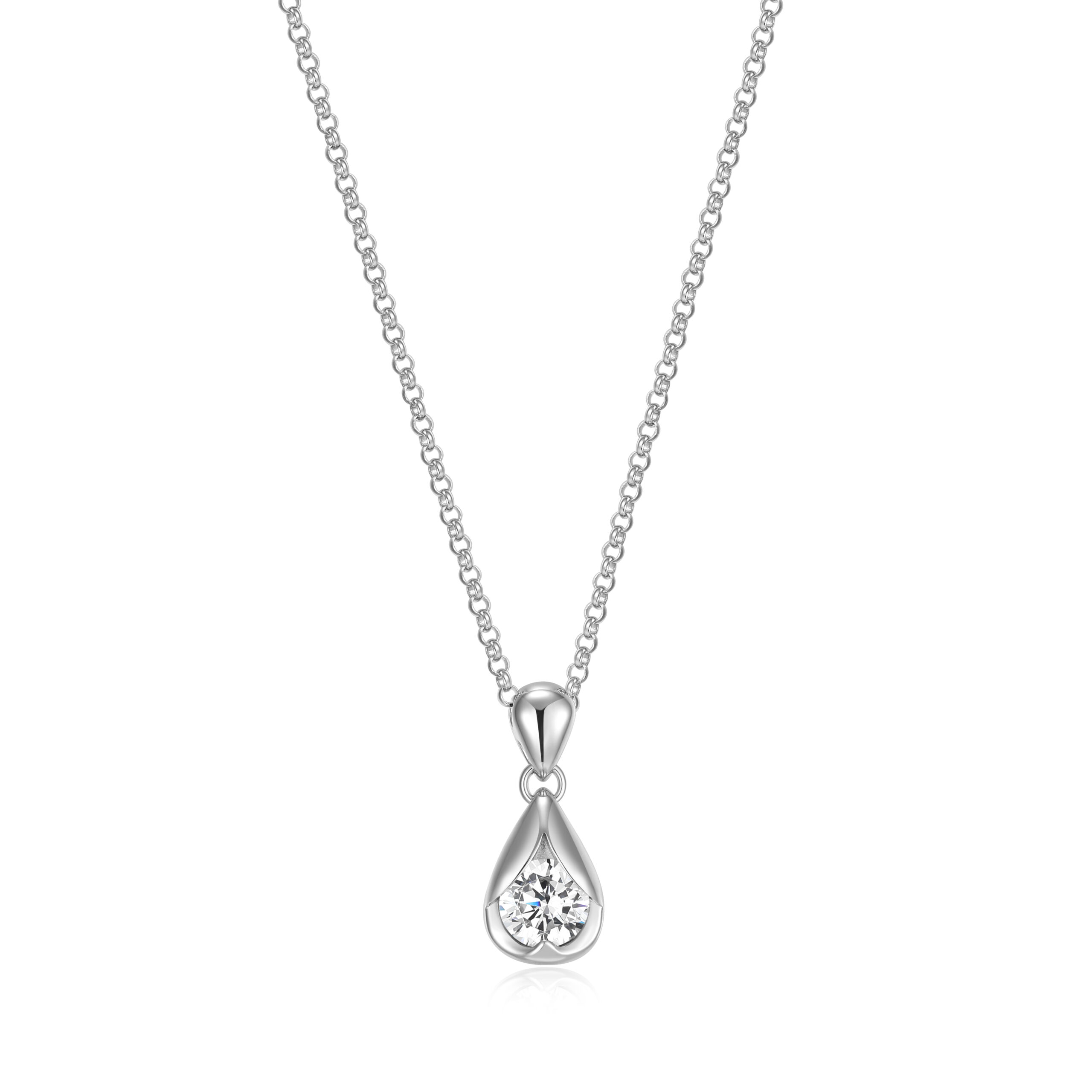 ELLE Sterling Silver CZ Necklace