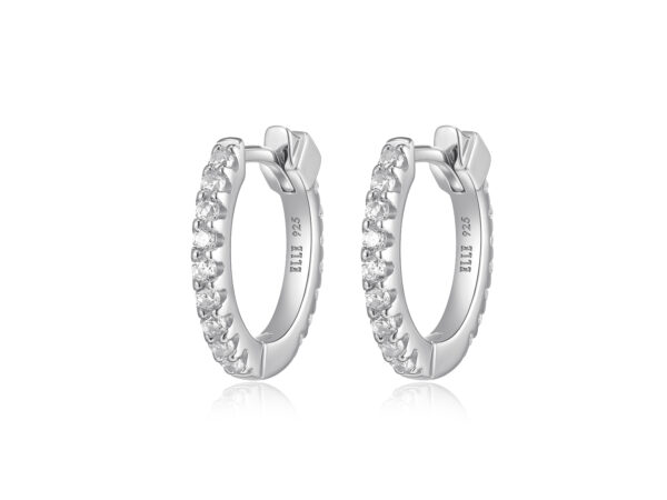 ELLE Sterling Silver CZ Huggie Earrings