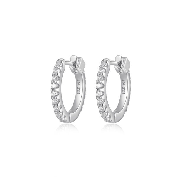 ELLE Sterling Silver CZ Huggie Earrings