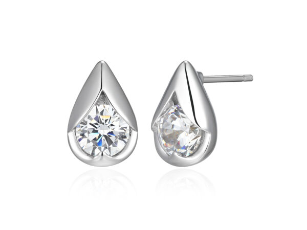 ELLE Sterling Silver CZ Stud Earrings