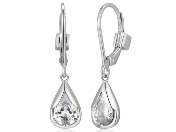 ELLE Sterling Silver CZ Drop Earrings