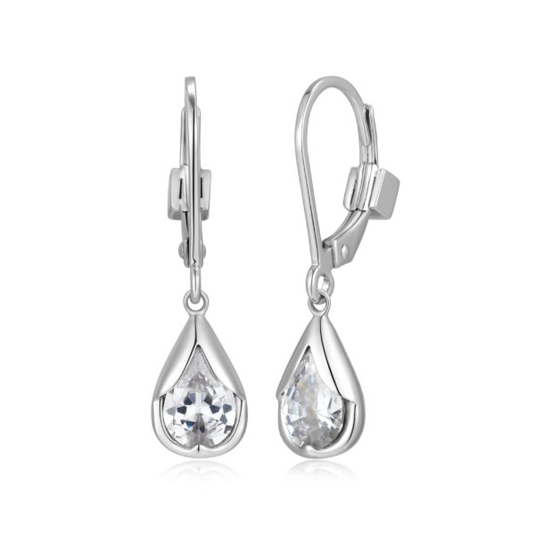 ELLE Sterling Silver CZ Drop Earrings