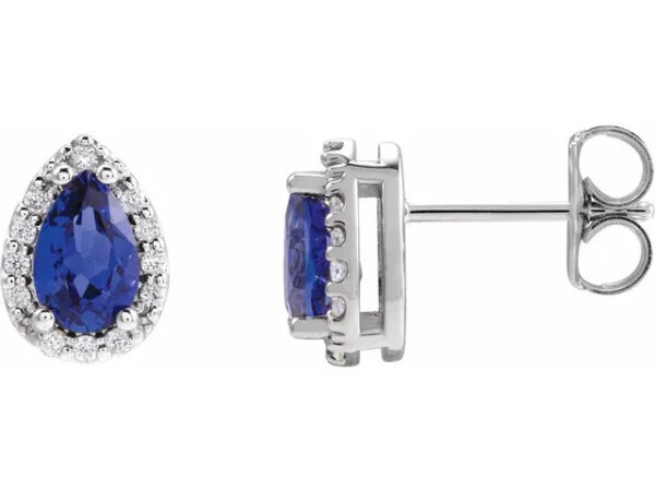 14K Sapphire & Diamond Pear Shape Earrings