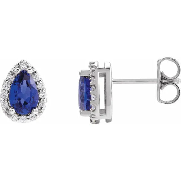 14K Sapphire & Diamond Pear Shape Earrings
