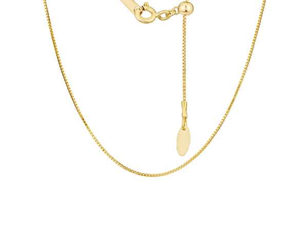 Sterling Silver Yellow Gold Plated Adjustable Box Link Chain