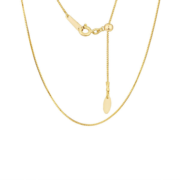 Sterling Silver Yellow Gold Plated Adjustable Box Link Chain