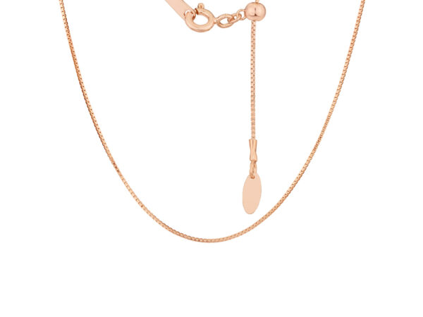 Sterling Silver Rose Gold Plated Adjustable Box Link Chain