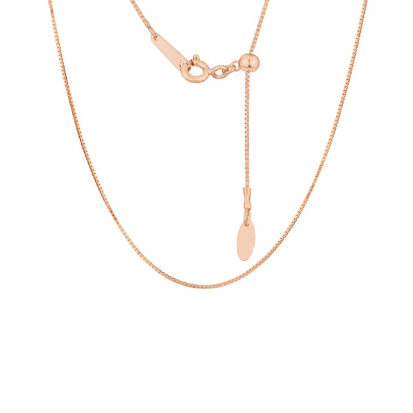 Sterling Silver Rose Gold Plated Adjustable Box Link Chain