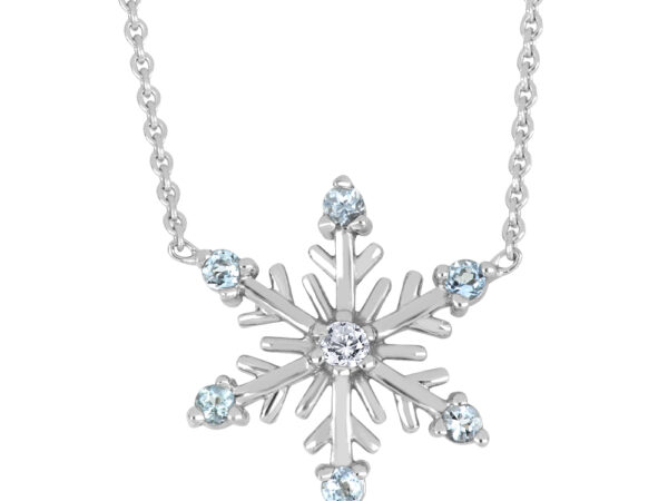 Canadian Diamond 'Fire & Ice' & Aquamarine Snowflake Pendant