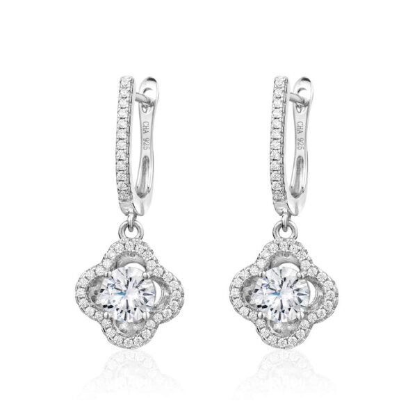 Sterling Silver Cubic Zirconia Clover Earrings