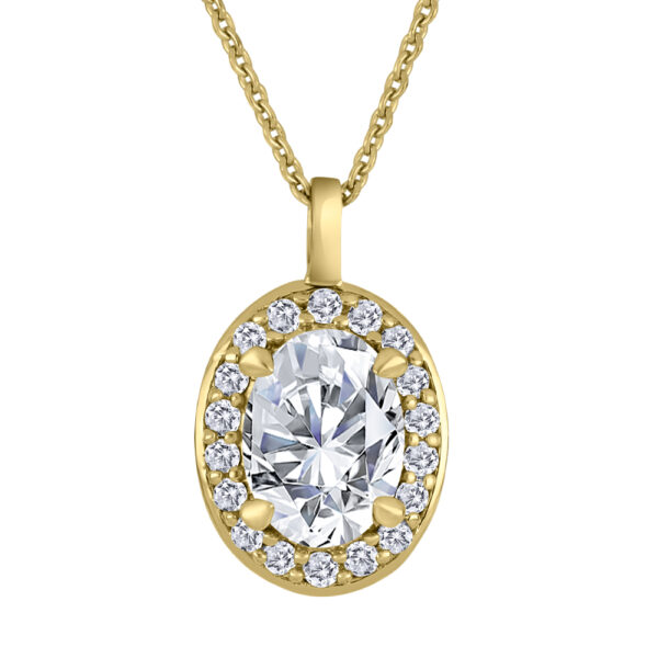 Lab Grown Diamond Oval Halo Necklace