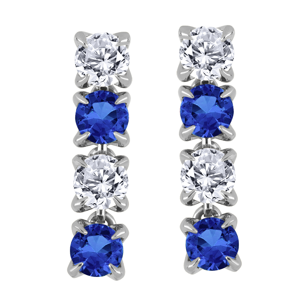 Lab Grown Sapphire & Diamond Drop Earrings