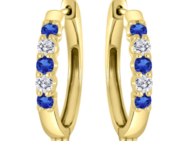 Lab Grown Sapphire & Diamond Hoop Earrings