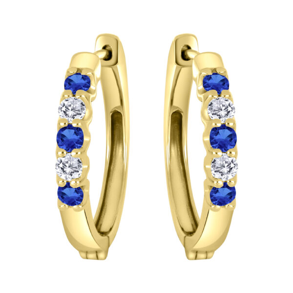 Lab Grown Sapphire & Diamond Hoop Earrings