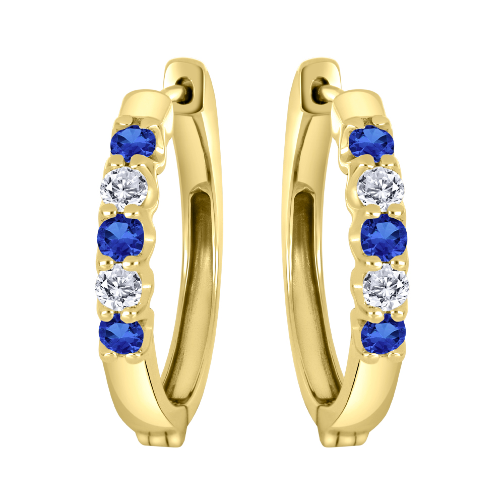 Lab Grown Sapphire & Diamond Hoop Earrings