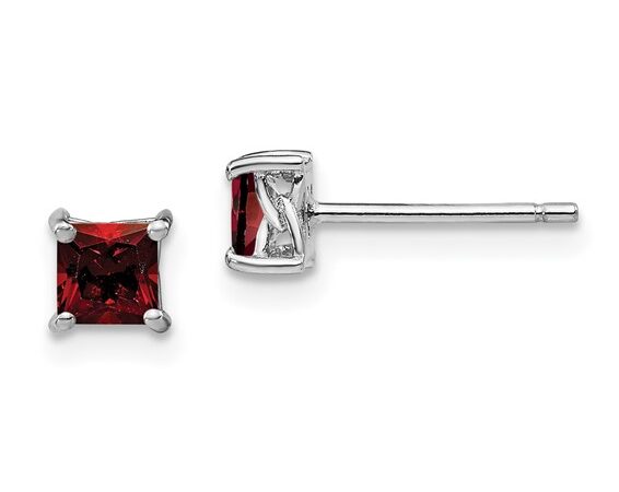 Sterling Silver Garnet Stud Earrings
