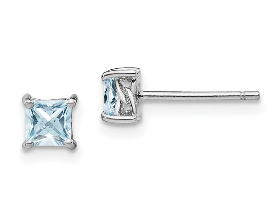 Sterling Silver Aquamarine Stud Earrings