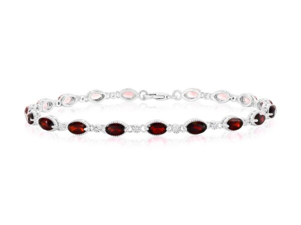 Sterling Silver Garnet & White Topaz Bracelet