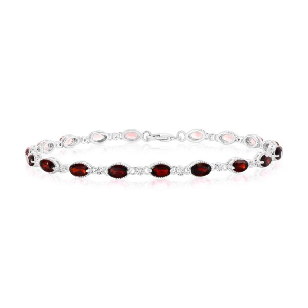 Sterling Silver Garnet & White Topaz Bracelet