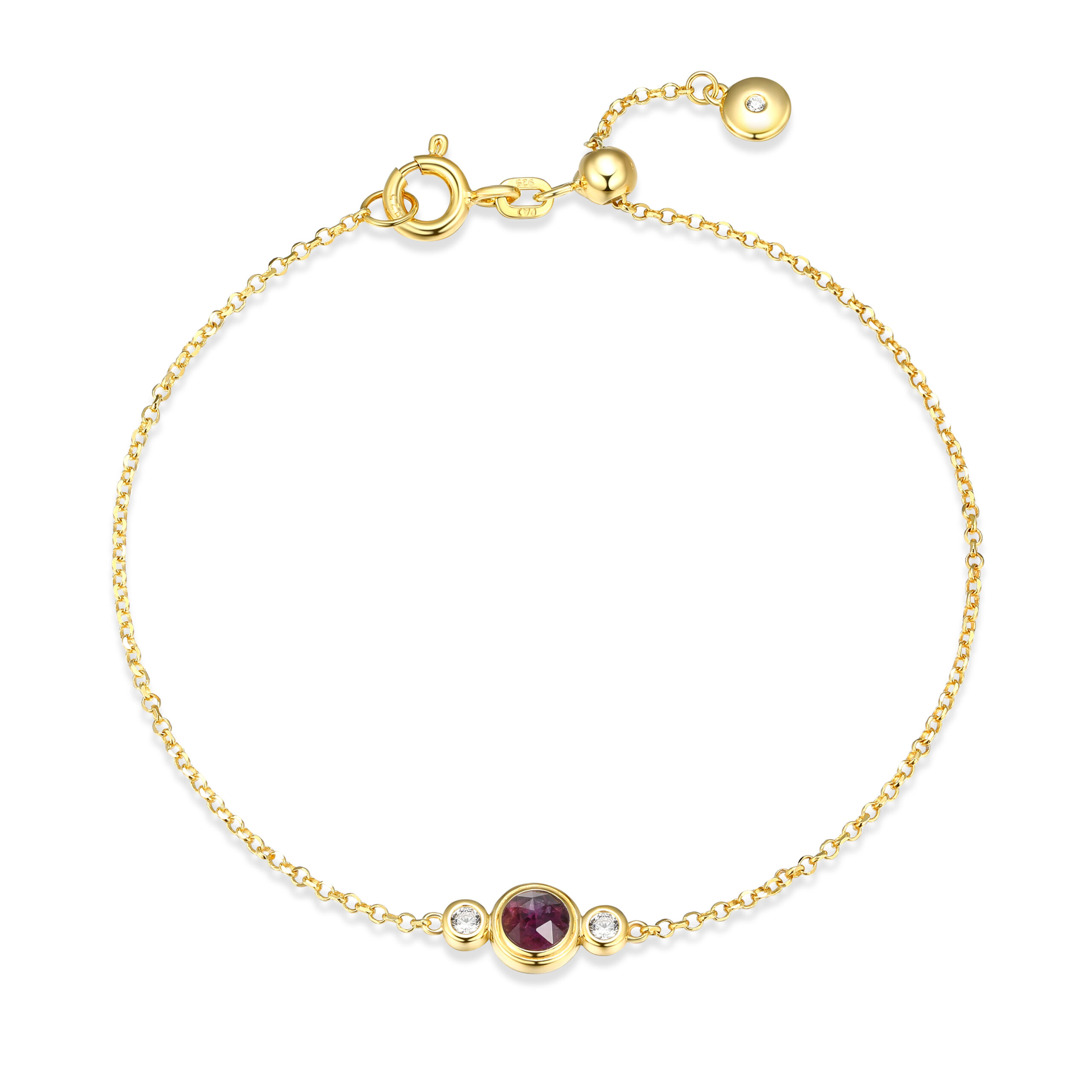Gold Plated Birthstone Bracelet February Amethyst