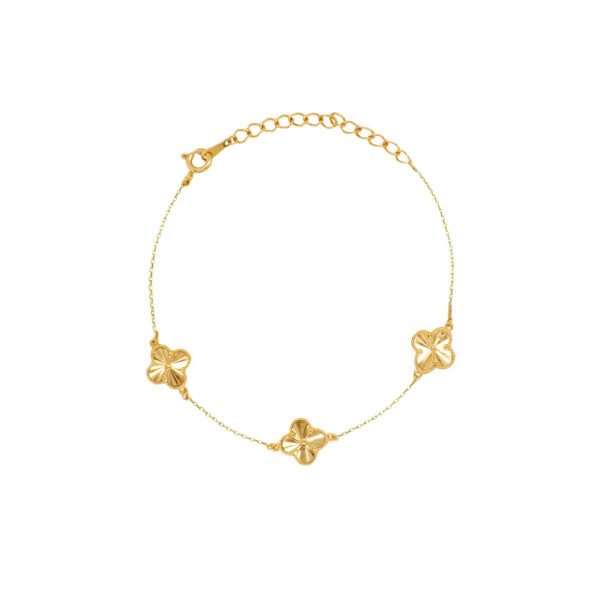 Silver Gold Plated Diamond Cut Clover Bracelet