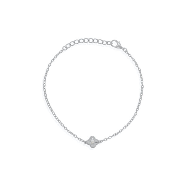 Sterling Silver Diamond Cut Clover Bracelet