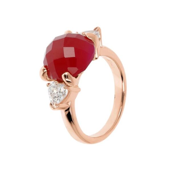 Bronzallure Red Plum Agate Ring