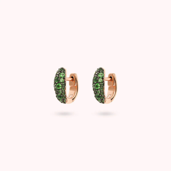 Bronzallure Green CZ Pave Huggie Earrings