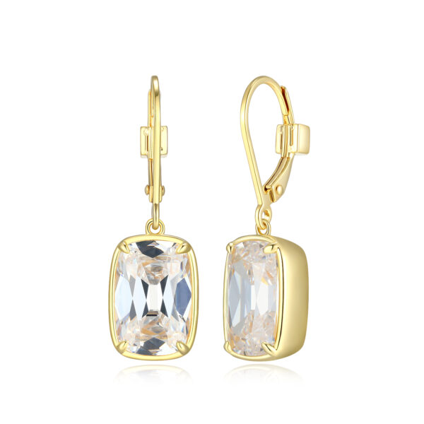 ELLE Silver Gold Plated Elongated Cushion Earrings