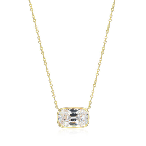 ELLE Silver Gold Plated Elongated Cushion Necklace