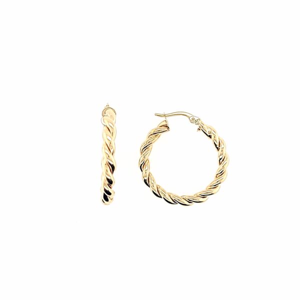 Gold Round Twist Hoop Earrings