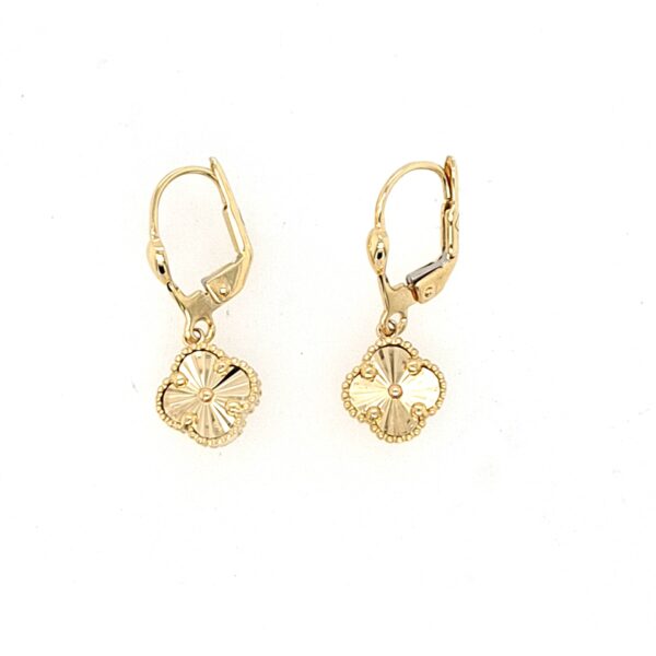 Gold CLOVER Diamond Cut Earrings