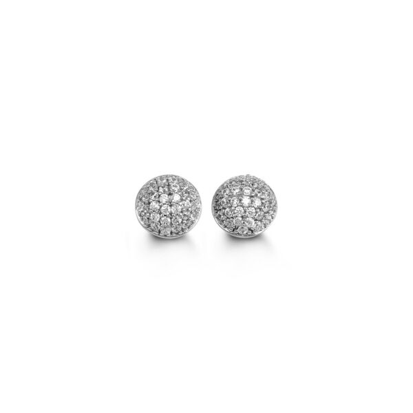 10K Round CZ Pave Dome Stud Earrings