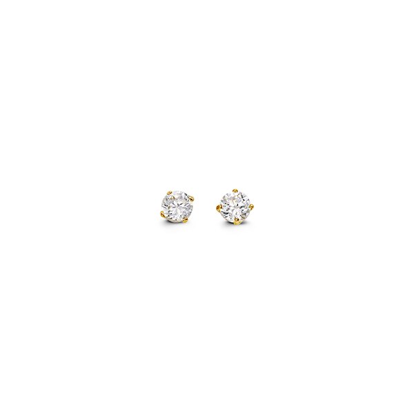 14K Round CZ Stud Earrings