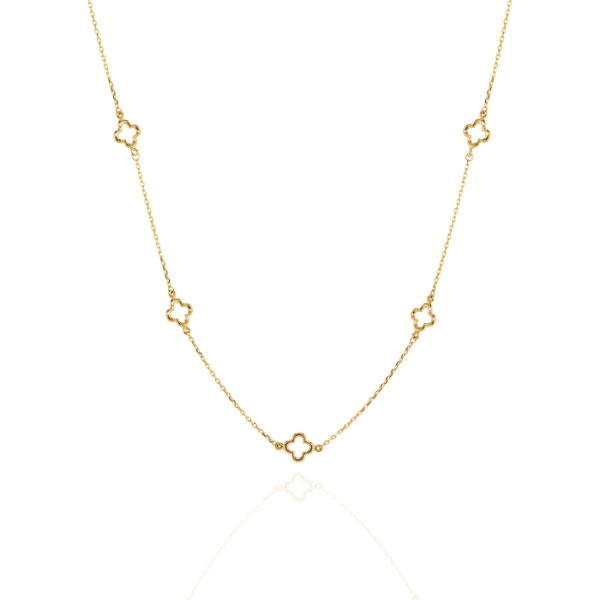 10K Gold Clover Station Necklace