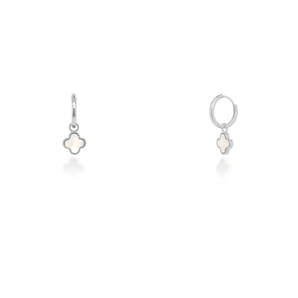 Sterling Silver Mother of Pearl Clover Huggies