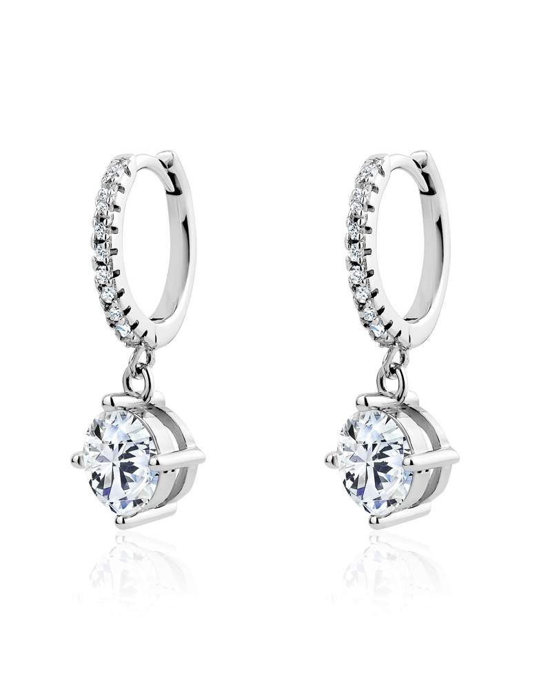 Moissanite Sterling Silver Huggie Earrings