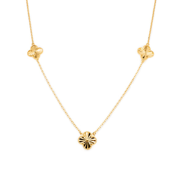 Silver Gold Plated Diamond Cut Clover Necklace
