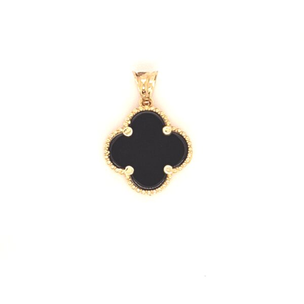 Gold CLOVER Onyx Pendant