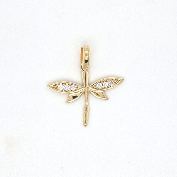Gold Dragonfly CZ Pendant