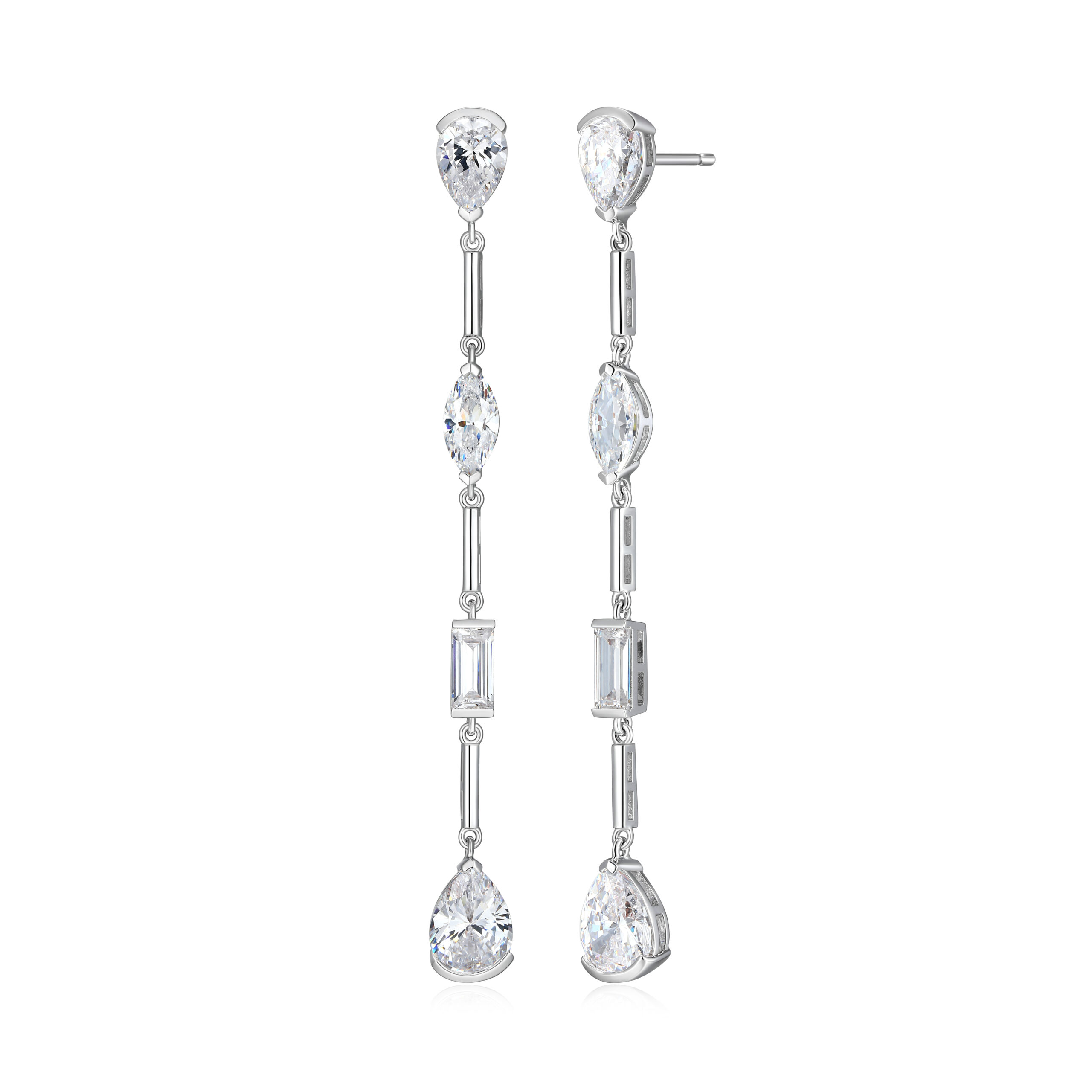 Reign Silver CZ Statement Earrings