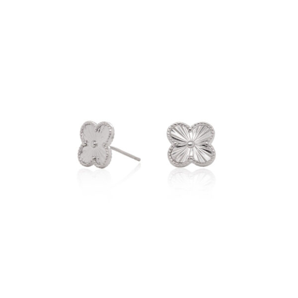 Sterling Silver Diamond Cut Clover Earrings