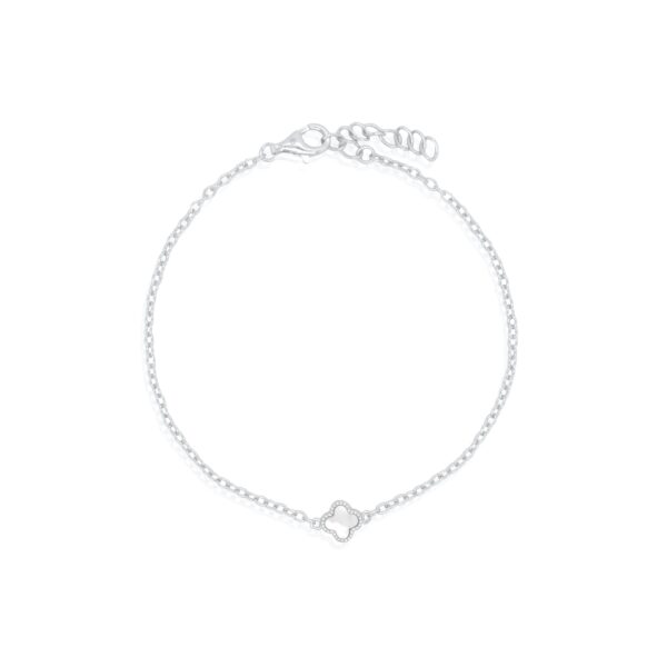 Sterling Silver Mother of Pearl mini Clover Bracelet